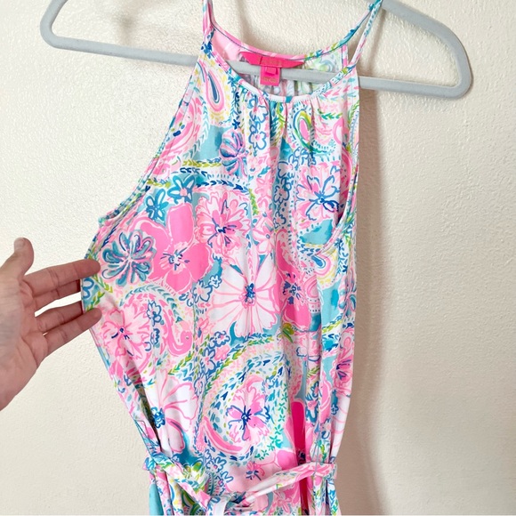 LILLY PULITZER Mabry Midi Dress Multi Flock Full of Fun Sz Small Halter - Picture 6 of 8